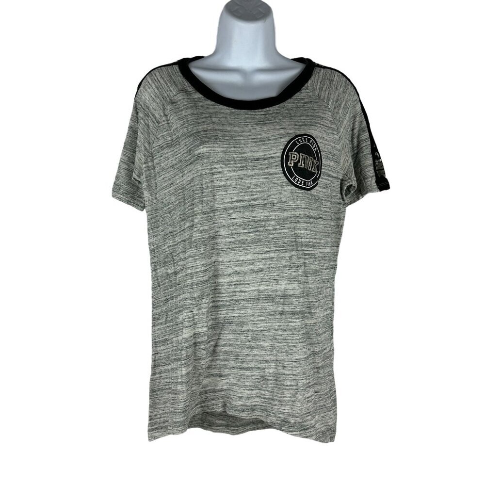 Victoria's Secret PINK Women's Heathered Gray Graphic T-Shirt Size M